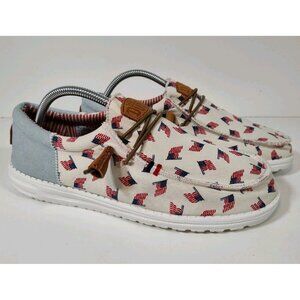 Hey Dude Wally Americana Flag Shoes Men's 10 Patriotic 40395-1JR Slip-on USA